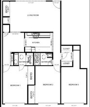 3 Beds, 2 Baths Model floor plan